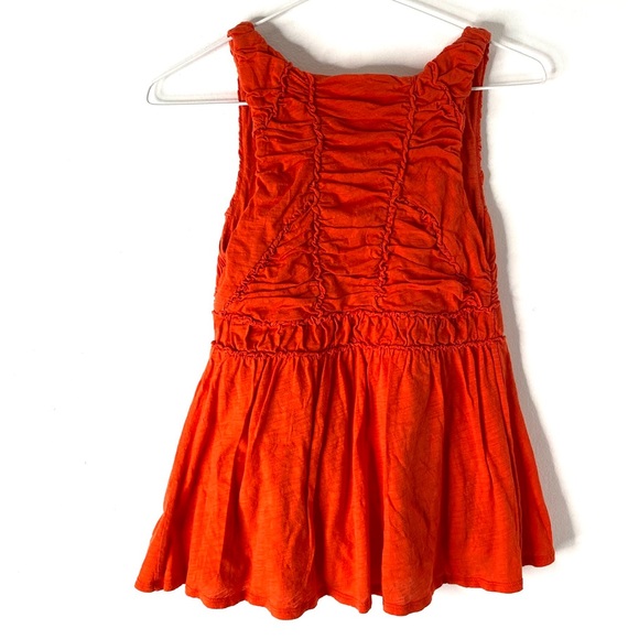 Anthropologie Ric Rac Red Orange Ruffled Cotton Tank Top - Picture 5 of 8